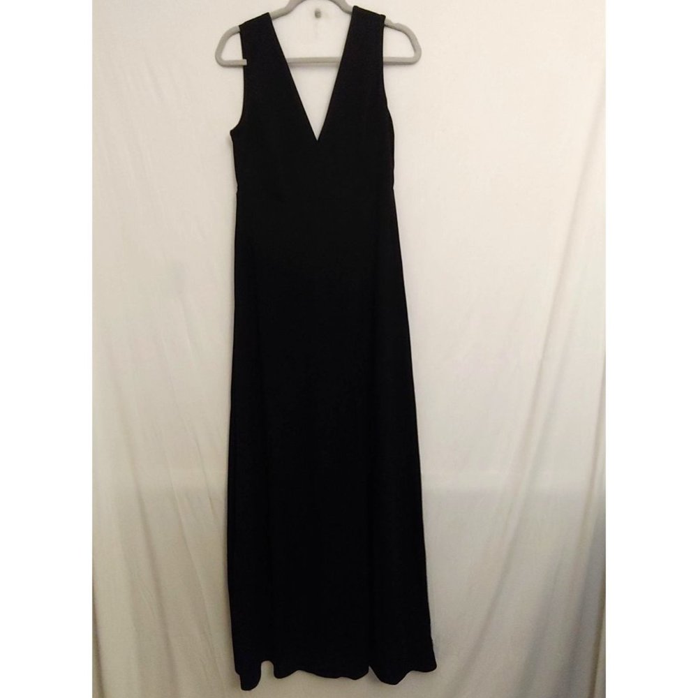Birdie Grey Classic Shamin Crepe Sleeveless Long Black Evening Gown Large NWT